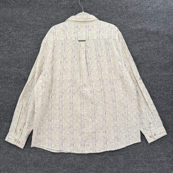 Carbon2Cobalt Shirt Mens XL Off White Multicolorn Button Up Long Sleeve Gauzy - Picture 4 of 9